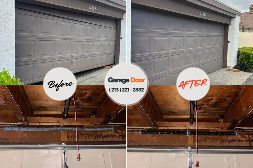 Before and after: garage door repair Lake Ronkonkoma, NY